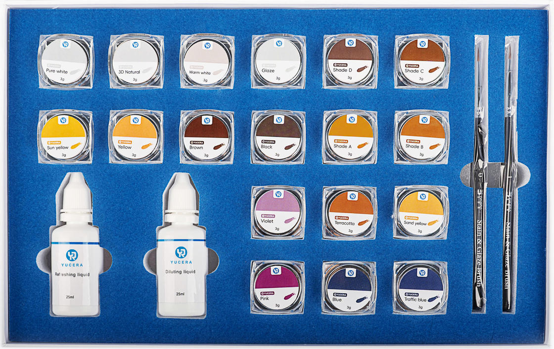 ইউসেরা ১৮-কালার সিরামিক জিরকোনিয়া স্টেইনিং কিট, ডেন্টাল ল্যাব তৈরির জন্য প্রাকৃতিক উজ্জ্বলতা